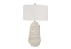 33" Ivory Ceramic Geometric Table Lamp with Cream Drum Shade