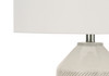 33" Ivory Ceramic Geometric Table Lamp with Cream Drum Shade