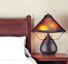17" Rust Metal Two Light Round Table Lamp with Amber Empire Shade