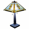 22" Dark Brown Metal Two Light Candlestick Table Lamp with Beige Shade