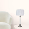32" Nickel Metal Table Lamp with White Empire Shade