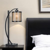 26" Black Metal Lantern Table Lamp with White Drum Shade