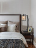 26" Black Metal Lantern Table Lamp with White Drum Shade
