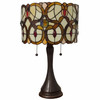 21" Dark Brown Metal Two Light Candlestick Table Lamp with Beige Shade