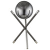 18" Black Metal Tripod Table Lamp with Nickel Globe Shade