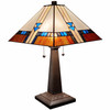 22" Dark Brown Metal Two-Light Candlestick Table Lamp with Off White Empire Shade