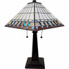 22" Dark Brown Metal Two Light Candlestick Table Lamp with Off White Empire Shade