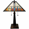 22" Dark Brown Two Light Candlestick Metal Table Lamp with Off White Empire Shade