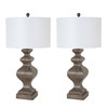 Set of Two 30" Distressed Brown Table Lamp with White Cone Shade