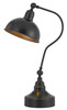 25" Gray Metal Lantern Desk Table Lamp with Gray Dome Shade