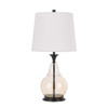 28" Clear Metal Table Lamp with White Empire Shade