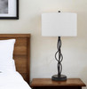 30" Black Metal Candlestick Table Lamp with Off White Drum Shade