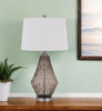 31" Gray Metal Geometric Table Lamp with Off White Empire Shade
