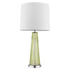 29" Green Glass Buffet Lamp with Off White Empire Shade