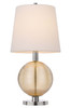 28" Nickel Metal Globe Table Lamp with White Empire Shade