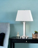 28" Nickel Metal USB Table Lamp with White Shade