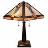 22" Dark Brown Metal Two Light Candlestick Table Lamp with Off White Empire Lamp Shade