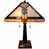 22" Dark Brown Metal Two Light Candlestick Table Lamp with Off White Empire Lamp Shade