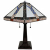22" Dark Brown Metal Two Light Candlestick Table Lamp with Off White Empire Lamp Shade