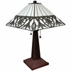22" Dark Brown Metal Two Light Candlestick Table Lamp with White Shade