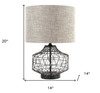 20" Black Lamp Base LED with Brown Shade