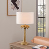 22" Gold Tropical Coconut Tree Table Lamp with White Drum Shade
