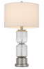 28" Nickel Metal Table Lamp with White Drum Shade
