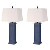 Set of Two 32" Blue Table Lamp with White Shade