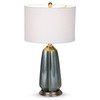 28" Blue Gray Ceramic LED Table Lamp with White Drum Shade