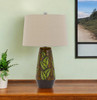 29" Brown Ceramic Cylinder Table Lamp with Tan Empire Shade