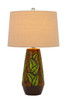 29" Brown Ceramic Cylinder Table Lamp with Tan Empire Shade