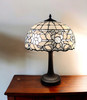 23in Dark Brown Metal Two Light Candlestick Table Lamp with White Lamp Shade