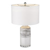 25" Black and White Ceramic Column Lamp with White Drum Shade