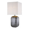 25" Blue and Gray Ceramic Table Lamp with White Square Shade