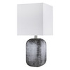 25" Blue and Gray Ceramic Table Lamp with White Square Shade
