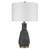26" Distressed Black and Gold Ceramic Table Lamp with White Drum Shade