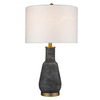 26" Distressed Black and Gold Ceramic Table Lamp with White Drum Shade