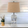 26" Gray Metal Table Lamp with Brown Drum Shade