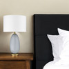 29" Light Gray Glass Table Lamp with White Drum Shade
