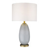29" Light Gray Glass Table Lamp with White Drum Shade