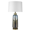 31" Steel Blue Glass Table Lamp with White Empire Shade