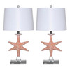 Set of Two 28" Clear Table Lamp with White Drum Shade