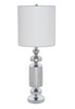 Set of Two 36" Silver Metal Table Lamp with White Cone Shade