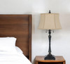 31" Black Metal Two Light Candlestick Table Lamp with Beige Empire Shade