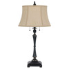 31" Black Metal Two Light Candlestick Table Lamp with Beige Empire Shade