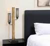 32" Gray Metal Two Light Table Lamp with Black Novelty Shade