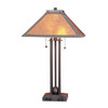 25" Gray Metal Two Light Cylinder Table Lamp with Amber Square Shade
