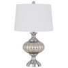 27" Silver Metallic Metal Table Lamp with White Empire Shade