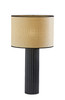 29" Black Ceramic Cylinder Table Lamp with Beige Drum Shade
