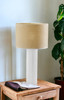 29" White Ceramic Cylinder Table Lamp with Beige Drum Shade